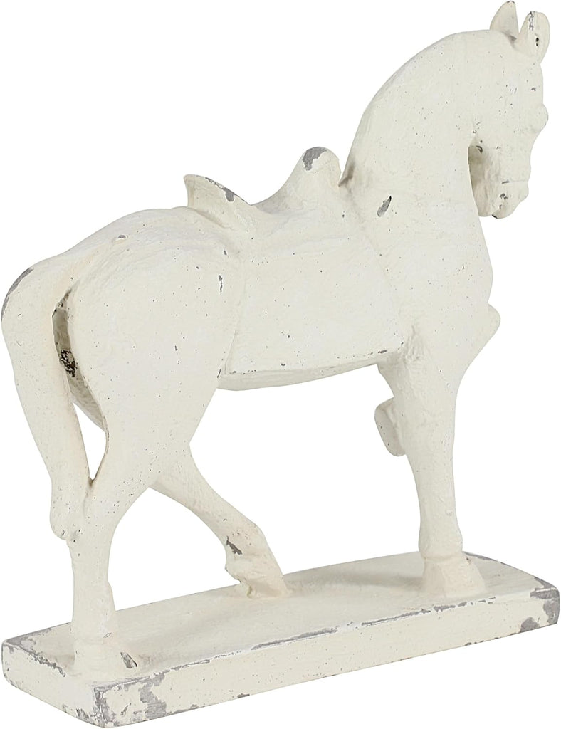 79 Fiberglass Horse Decorative Sculpture Home Decor Statue, Accent Figurine 13" x 4" x 14", White