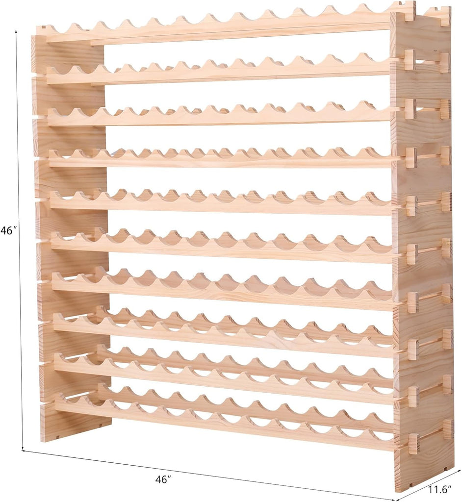 Wood Stackable Storage Modular Wine Rack Cabinet 120 Bottle freestanding Floor Wine Bottle Holder Display Shelves