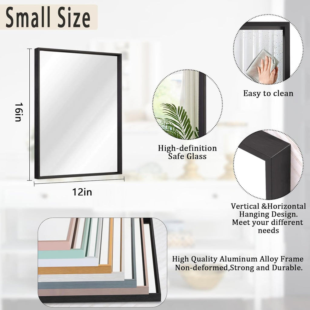 Mirrors for Wall Rectangular Metal Framed Mirror Modern Decorative Bedroom Living Room Bathroom Vertically or