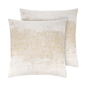 Cream Champagne Metallic Jacquard Pillow Covers 20x20 Pack of 2 Velvet Back Modern Glam Sofa Decor