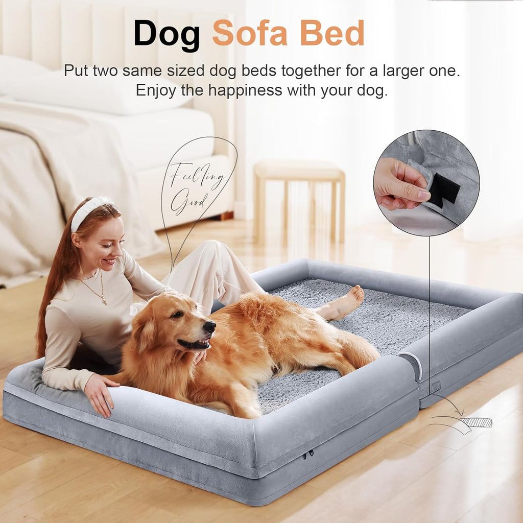 Large Dog Bed Orthopedic Washable: Beds Bolster XL Bed Large Big Dogs Memory Foam Couch Sofa Waterproof with Removable