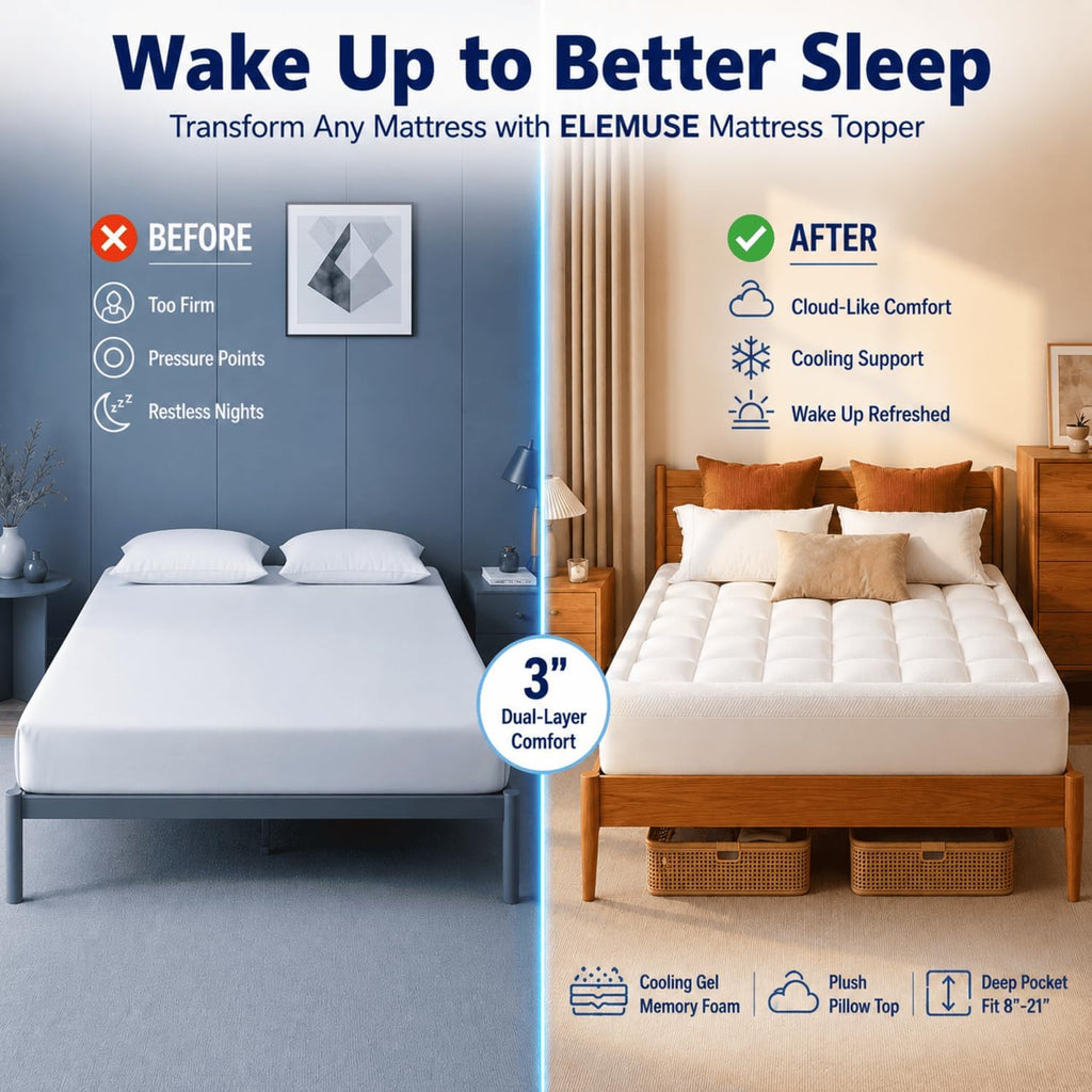 3 Inch Full Dual Layer Memory Foam Mattress Topper with Pillowtop