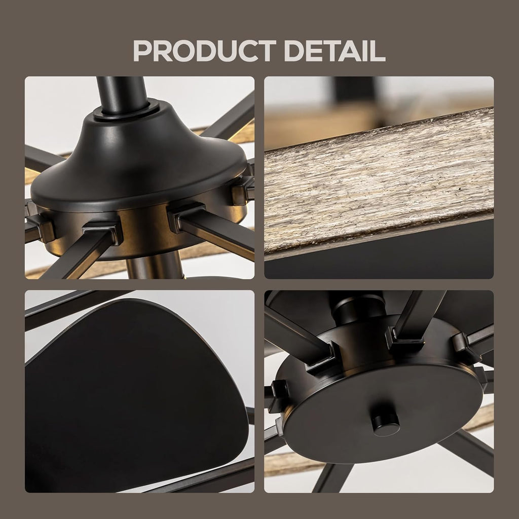 30 Inch Caged Ceiling Fan with Light, Bladeless Farmhouse Ceiling Fan with Remote 6 Speed Reversible Industrial
