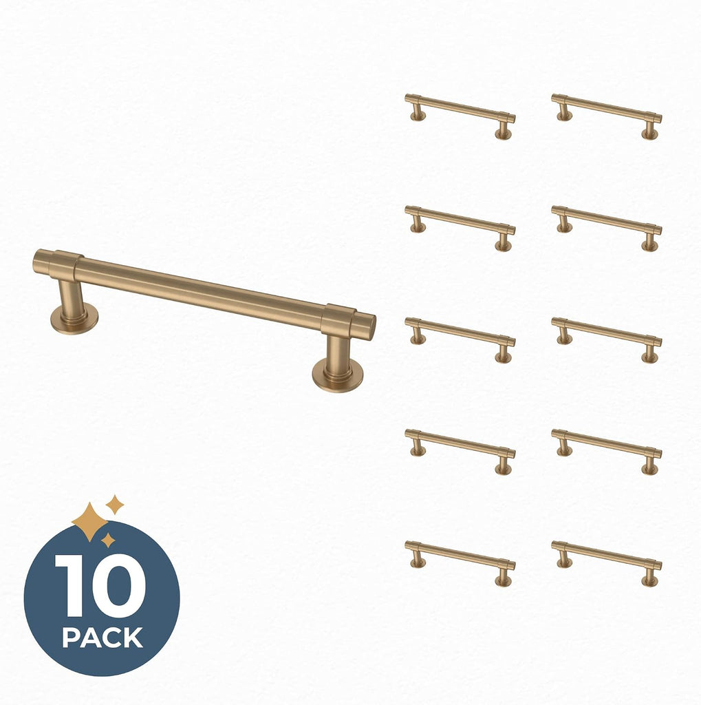 Francisco (10-Pack) Cabinet Handles 4" Hole Center Pulls | Champagne Bronze Hardware Kitchen Door, Drawers, Dressers