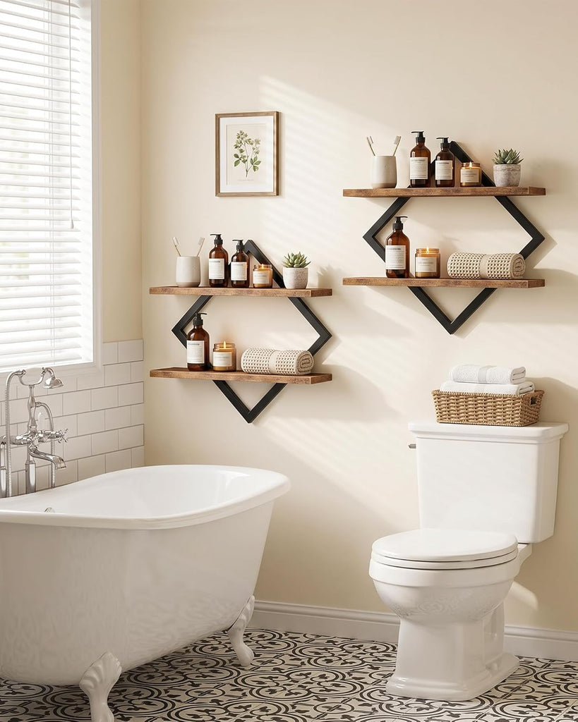 Floating Shelves, Set of 2 Wall Shelves, 2-Tier Hanging Shelves, Wall Shelf Set of 2, Wall Mounted Shelves, Study