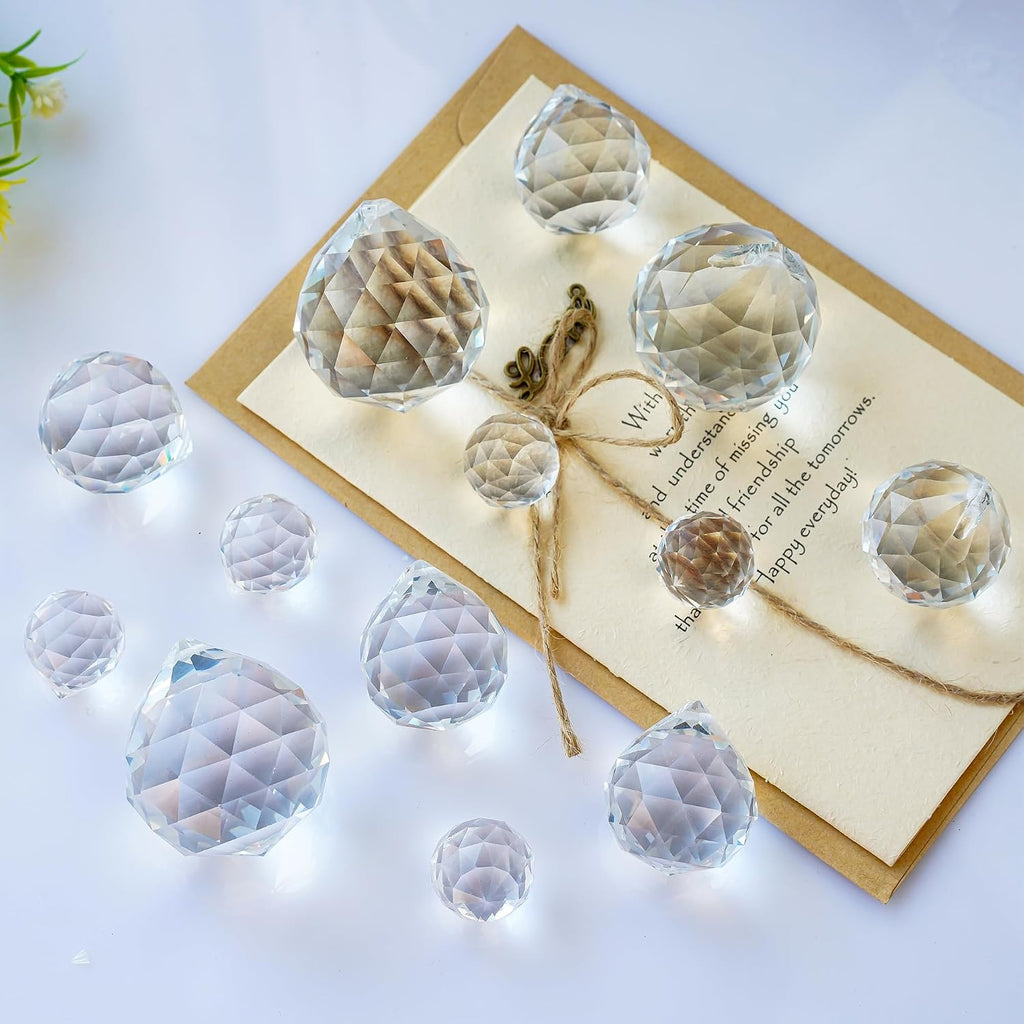13pcs 2026 Crystal Ball Hanging Ornaments Chandelier Crystals - 20mm/30mm/40mm, Crystals for Suncatchers