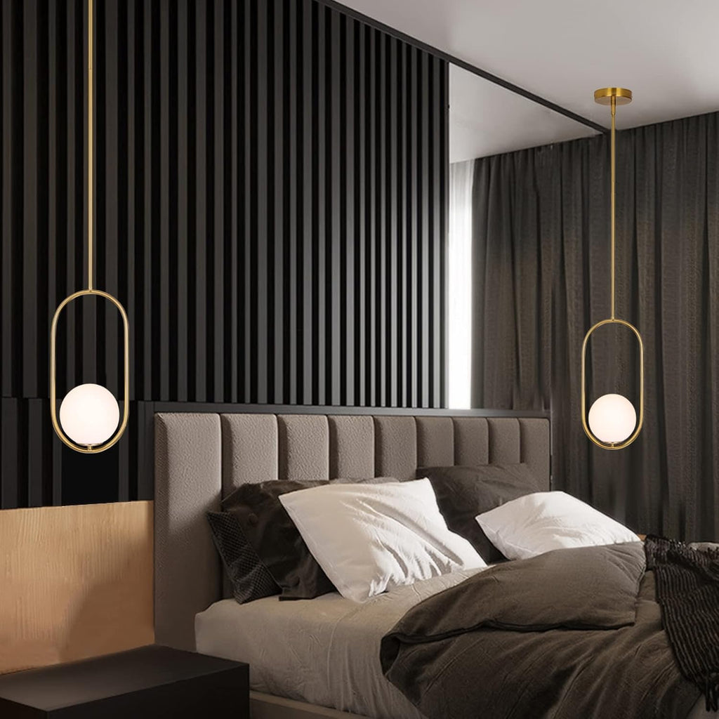 Modern Pendant Lighting Gold Globe Pendant Light Fixture,Mid Century Chandelier One Light Hanging Fixture for Kitchen
