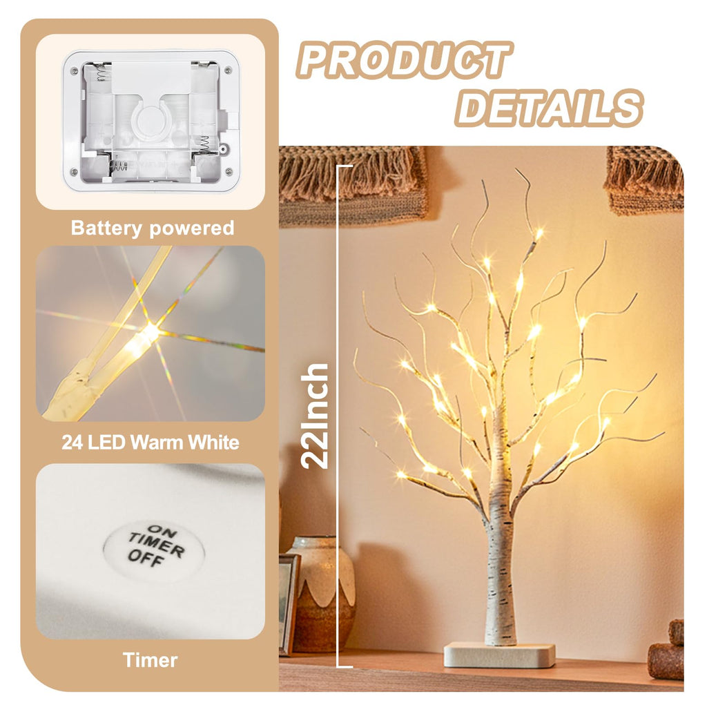 Lighted Birch Tree with LED Lights Christmas Decorations Indoor