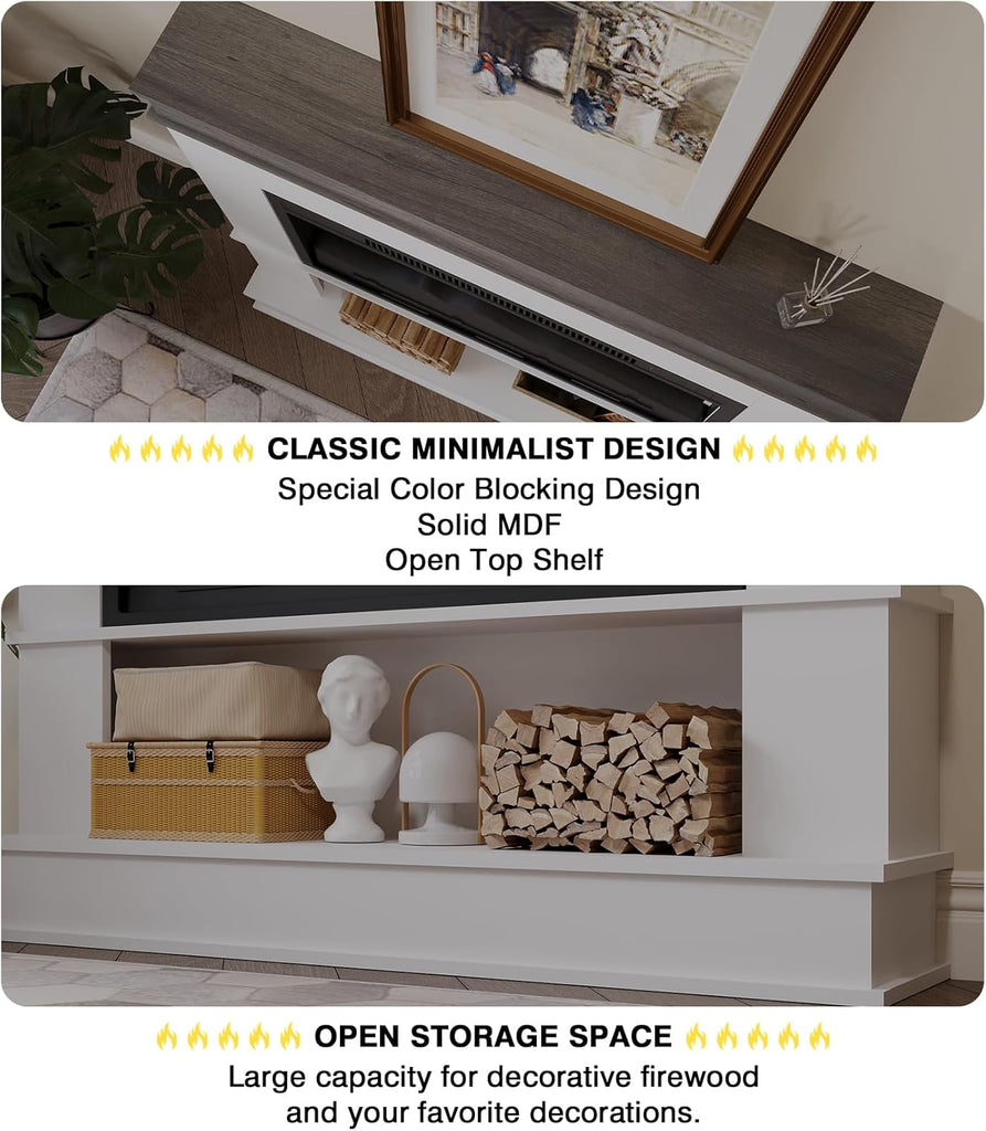 49" Electric Fireplace with Mantel,Freestanding Fireplace Heater with 40" Insert Fireplace with 12 Adjustable Flame