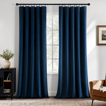 Navy Blue Velvet Blackout Curtains 84 Inch Long 2 Panels, W40 x L84