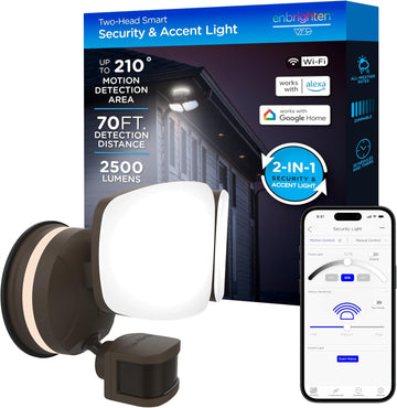 Vibe Smart LED Security Light, Dual Head, Motion Activated | ETL Listed, UV Resistant, 2500 Lumens, 4000K, Works with