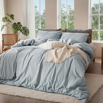 100% Pure Linen Blend 4 Piece Sheet Set, Cooling and Breathable Flax Bed Sheets for Hot Sleepers, All Season Comfort