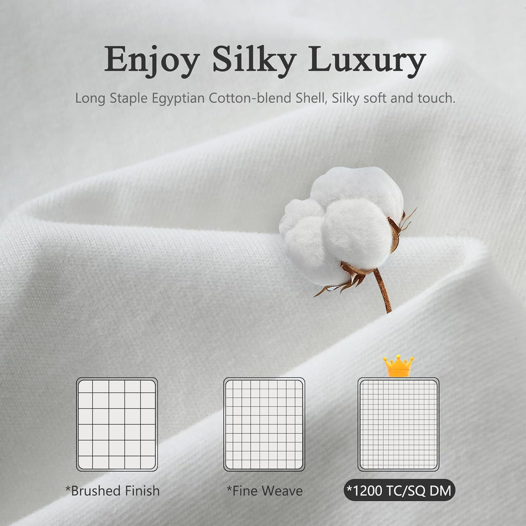 Luxury Feather Down Fiber Comforter Queen, Ultra-Soft Cotton-Blend Fabric