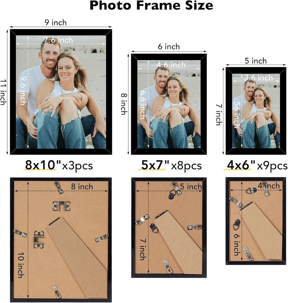 20 Packs Picture Frames Collage Wall Decor for Wall Hanging or Tabletop Display, Gallery Wall Frame Set for Family