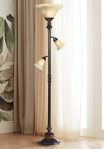 Sonnett 72" Tall 3-Light Torchiere Floor Lamp Living Room
