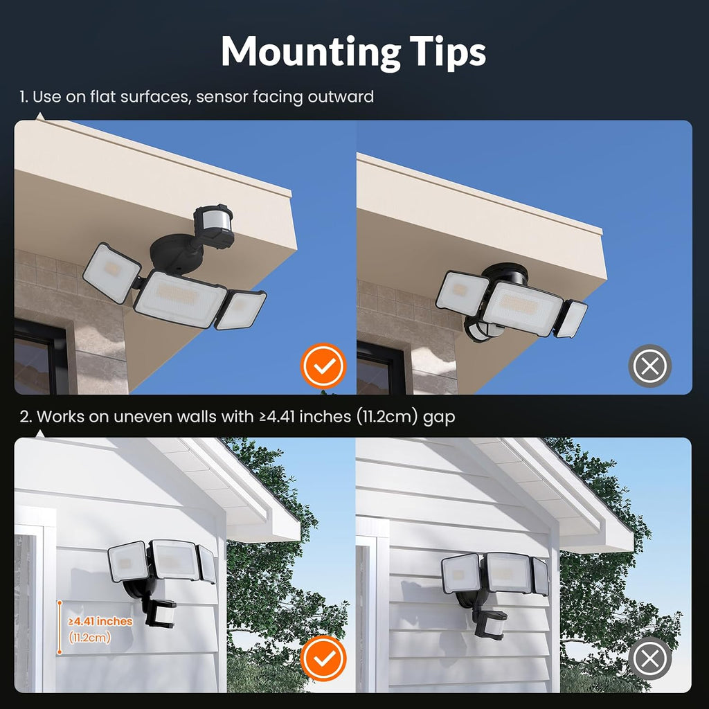 LED Security Light Motion Sensor Outdoor Lights, Bright 38W 4200LM | 72 FT Range, IP65, Easy to Install, 180° Motion