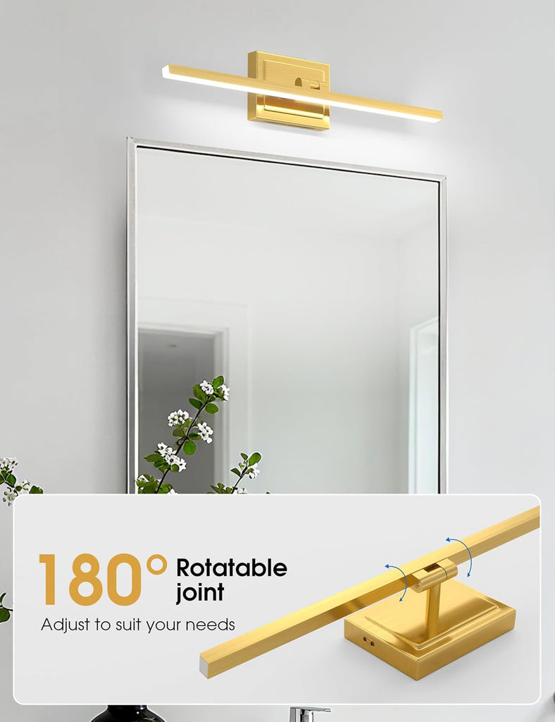 Bathroom Vanity Light 24 inch, 14W Dimmable 5CCT Led Bathroom Light Fixture Over Mirror, Gold Bar Vanity Light s-ETL
