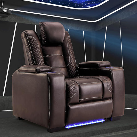 ANJ Power Home Theater Seating Recliner Chairs, PU Leather Recliner with Cup Holder