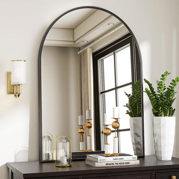 Arched Wall Mirror, 30 x 38 inch Arch Bathroom Mirror Black