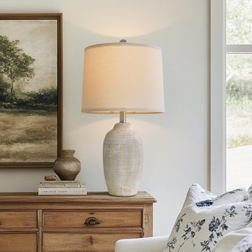 24 inch Vintage Ceramic Table Lamp with 5FT Cord