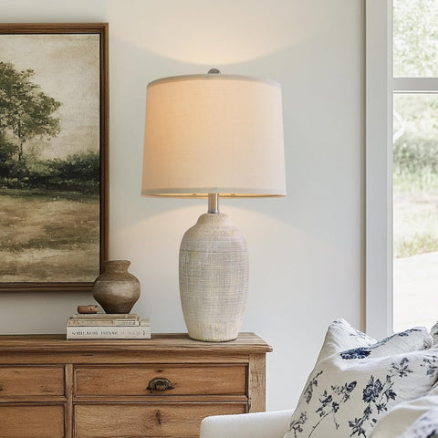 24 inch Vintage Ceramic Table Lamp with 5FT Cord