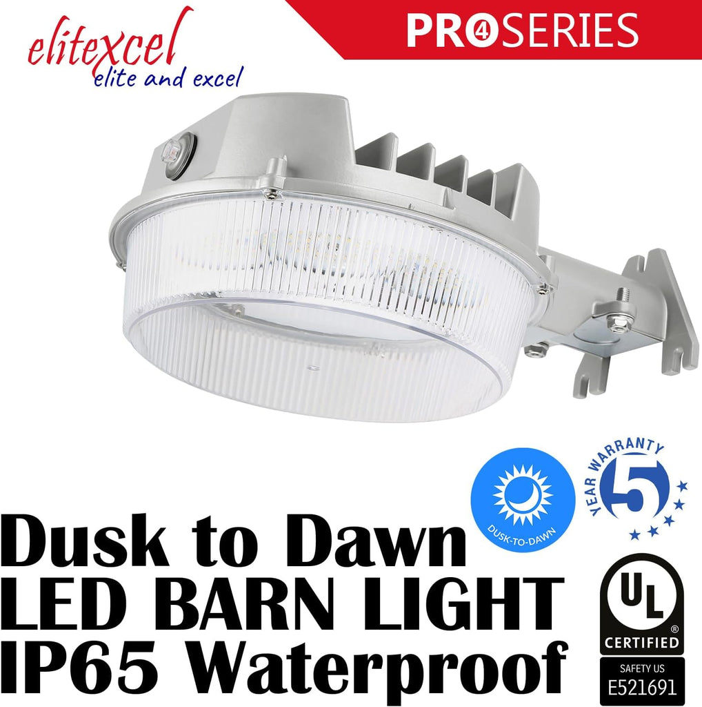 LuminaGuard 43W LED Dusk to Dawn Barn Light, Silver Gray, 1-Pack | 5000lm 5000K daylight, UL Listed security light
