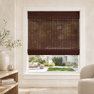 Cordless Bamboo Roman Shade, Light Filtering, Squirrel 33"x60"