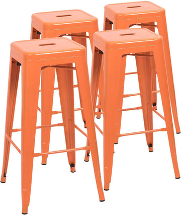 Metal Bar Stools 30" Indoor Outdoor Stackable Barstools Modern Style Industrial Vintage Counter Bar Stools Set of 4