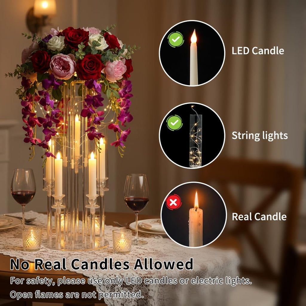 4PCS 5 Arm Candelabra,Clear Centerpiece for Table,Acrylic Centerpiece Stand,Acrylic Candle Holdertmas