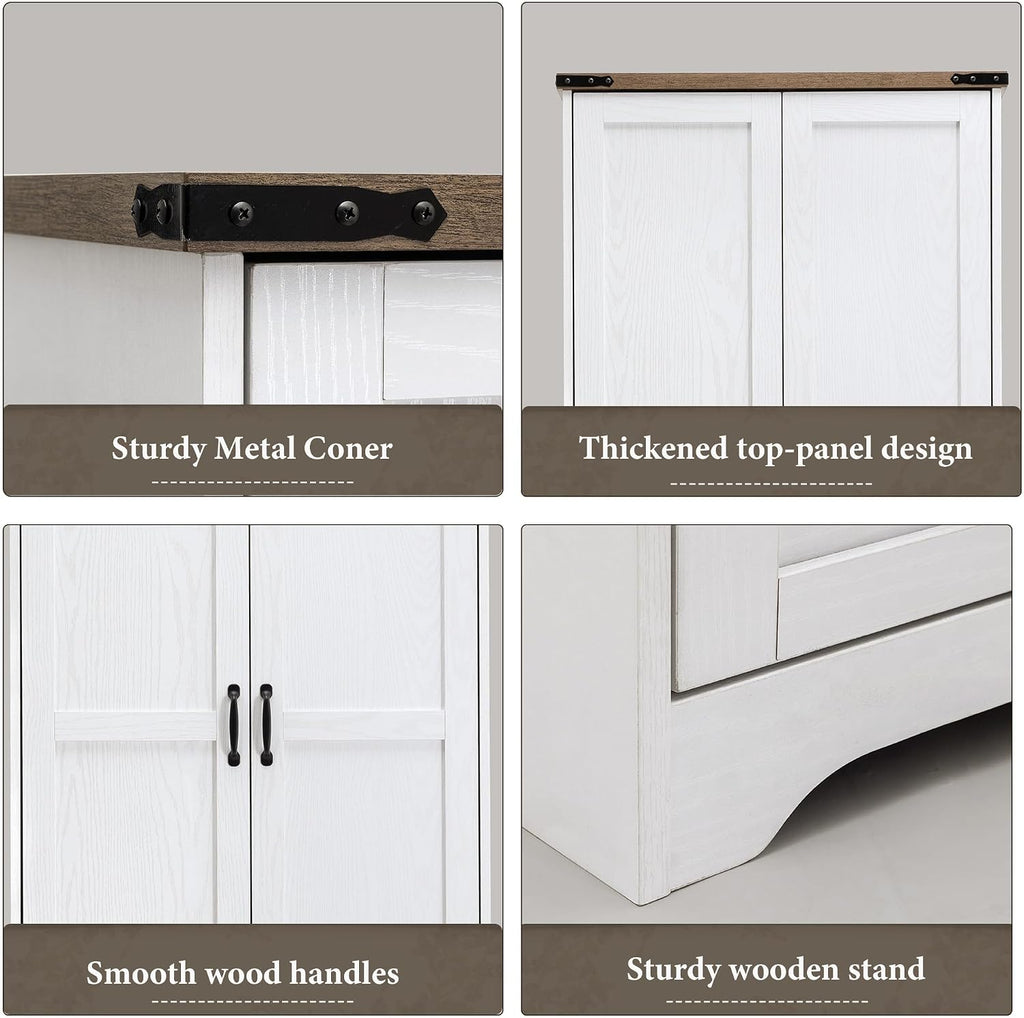 71" Wooden Armoire Wardrobe Closet with 2 Doors & 2 Drawers, White | Modern Tall Storage Cabinet with Adjustable