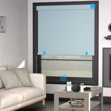 Custom Motorized Roller Shade Smart Window Roller Shade Remote Blackout Control Compatible with Alexa and Google Home