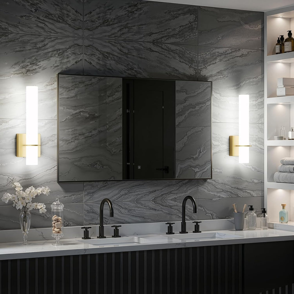 Hardwired Gold Wall Sconces Set of Two 5CCT Dimmable Modern Wall Sconce Bathroom Sconces UP and Down Wall Mount Light