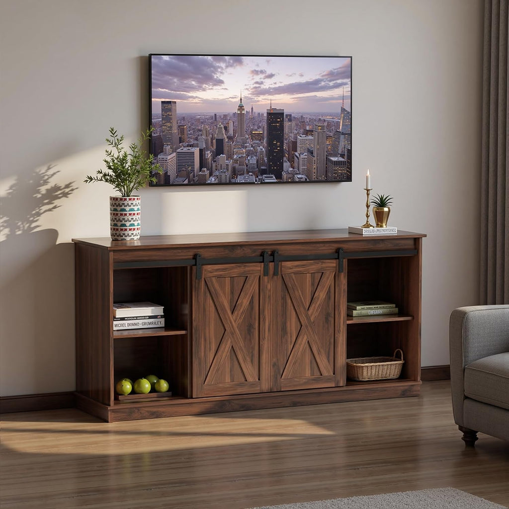TV Stand for 65 Inch Television, Entertainment Center with Storage Shelves, Mid Century Modern Media TV Console Table
