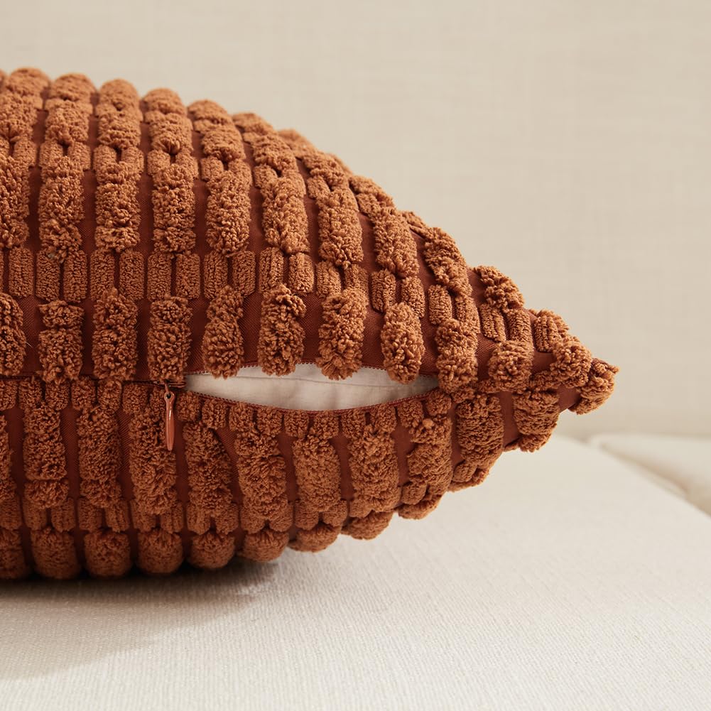 2 Packs Rust Decorative Throw Pillow Covers 26x26 Inch Couch Bed Sofa, Terracotta Rustic Farmhouse Boho Home Decor