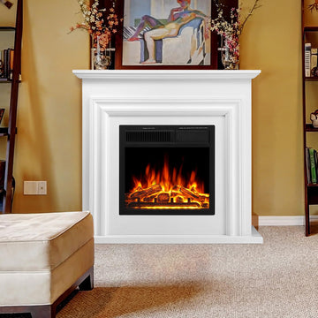 36" Electric Fireplace Mantel Freestanding Electric Fireplace, Remote Control, Adjustable Led Flame, 750W/1500W White