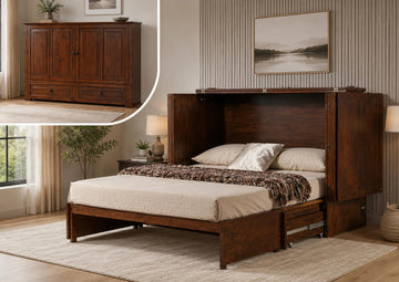 Paradiseo Murphy Cabinet Chest Bed with Charging Station 8 Inch, Queen (Tobacco)