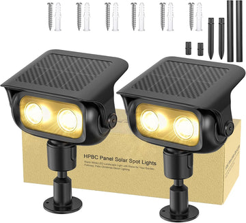Solar Landscape Spotlights Outdoor for Garden Ambience, Warm White LED Spot Lights for Tree, Flag Lighting