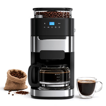 10 Cup Coffee Maker with Grinder, Grind and Brew Coffee Machine