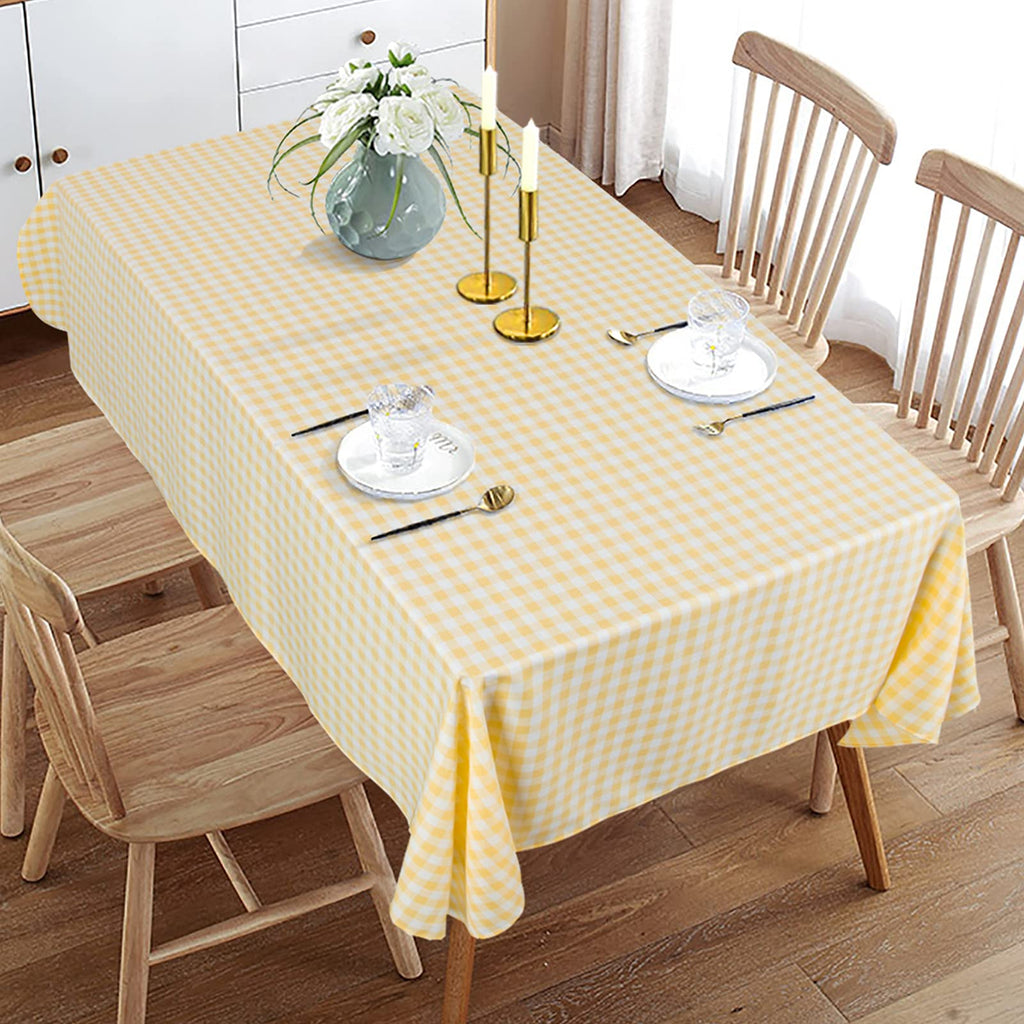 Yellow Gingham Tablecloth 54x108, Buffalo Plaid Checkered