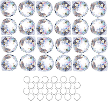 24pcs Clear Crystal Ball Prism Suncatcher Rainbow Pendants Maker