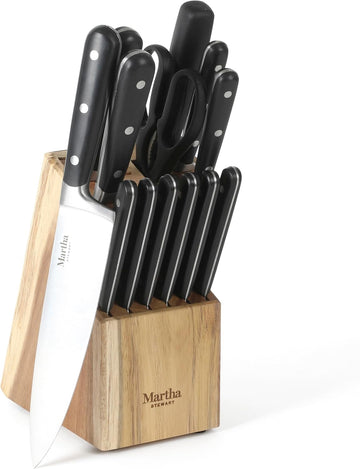 Eastwalk 14 Piece High Carbon Stainless Steel Cutlery Knife Block Set w/ABS Triple Riveted Forged Handle Acacia Wood