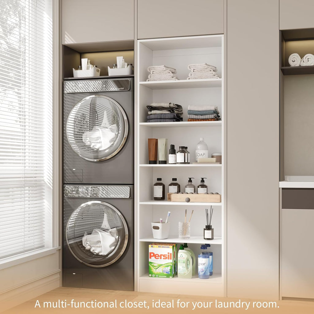 25'' Closet Organizer System with 5 Adjustable Shelves | Modular Closet Open Shelving 15" Deep Wooden Closet Systems