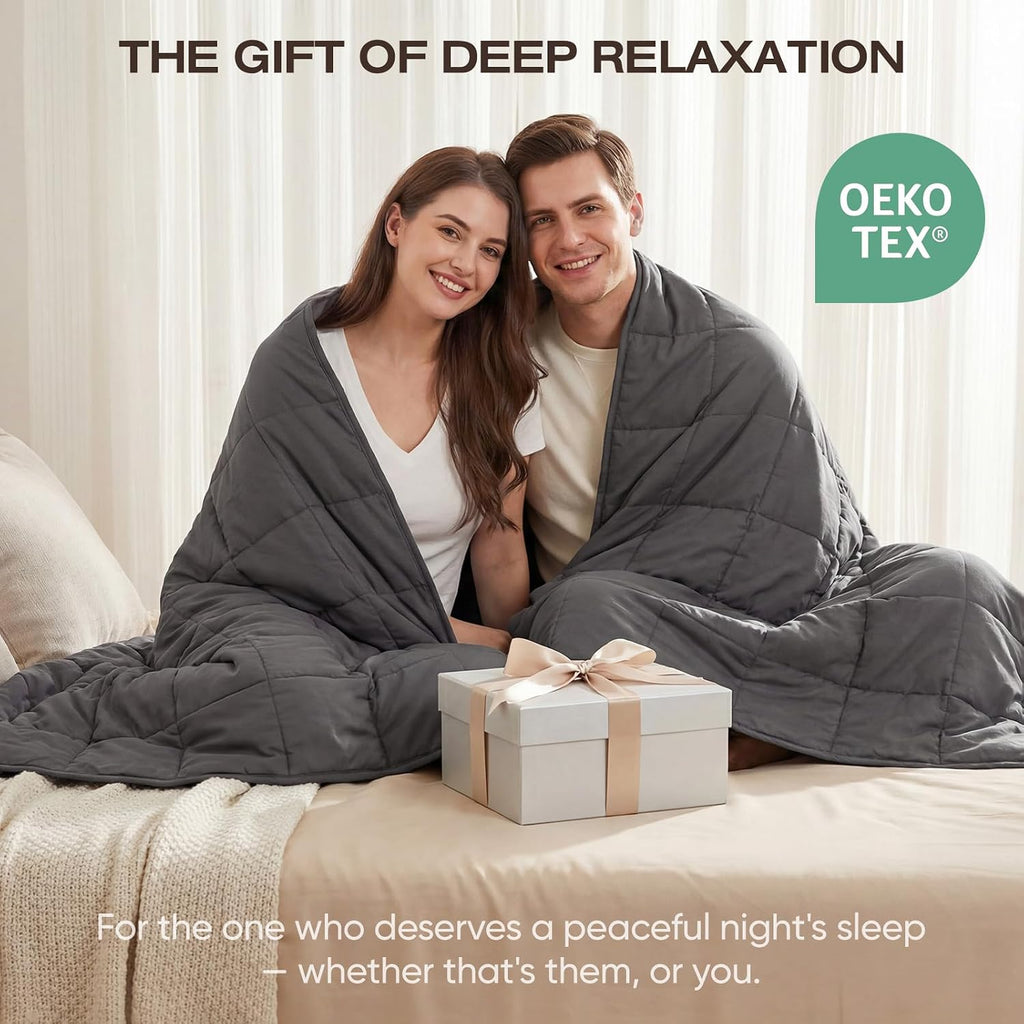 Cooling Weighted Blanket for Adults (5lbs, 41"x60") Heavy Blanket with Premium Glass, Queen Perfect for 190-210 lbs