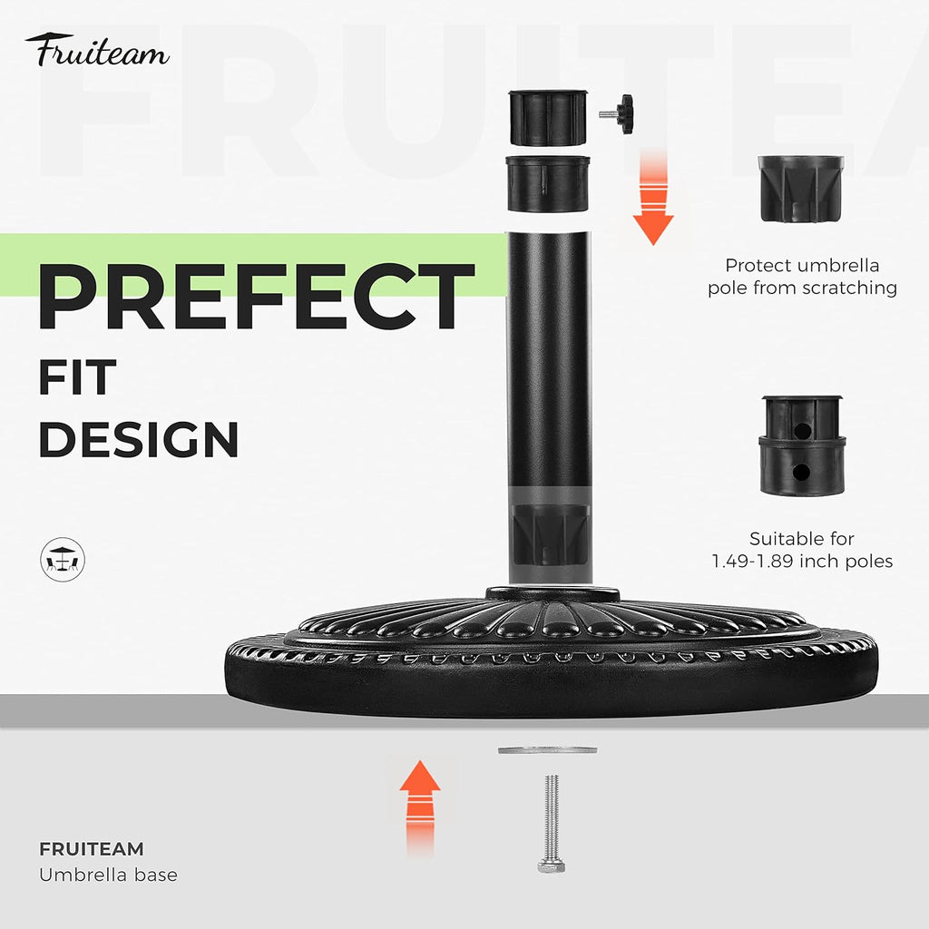 15" 23 lbs Round Patio Umbrella Base Pre-Filled Umbrella Stand Sun-Flower-Pattern Heavy Duty Market Umbrella Base Stand