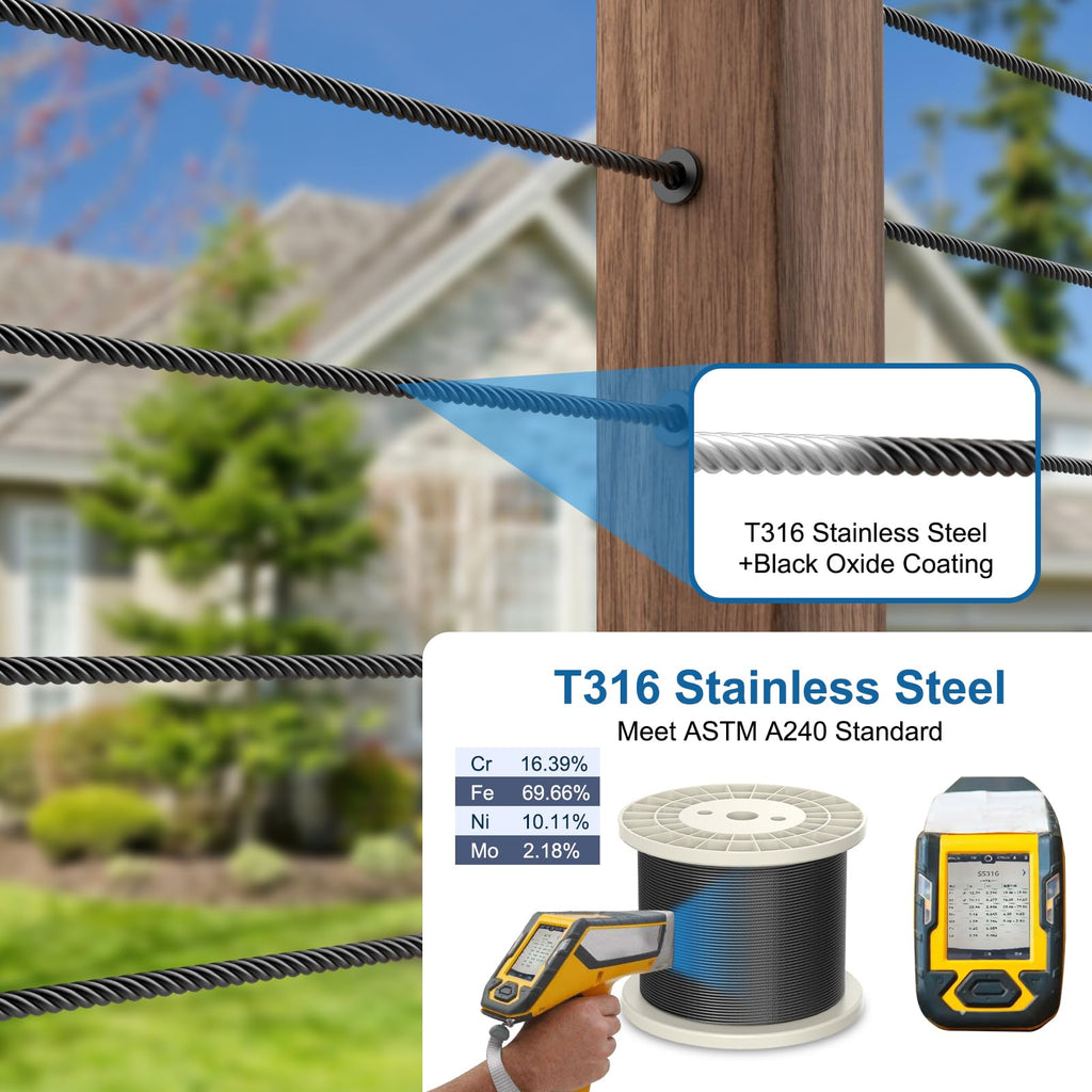 1/8" Black Stainless Steel Cable Railing for Deck Cable Railing