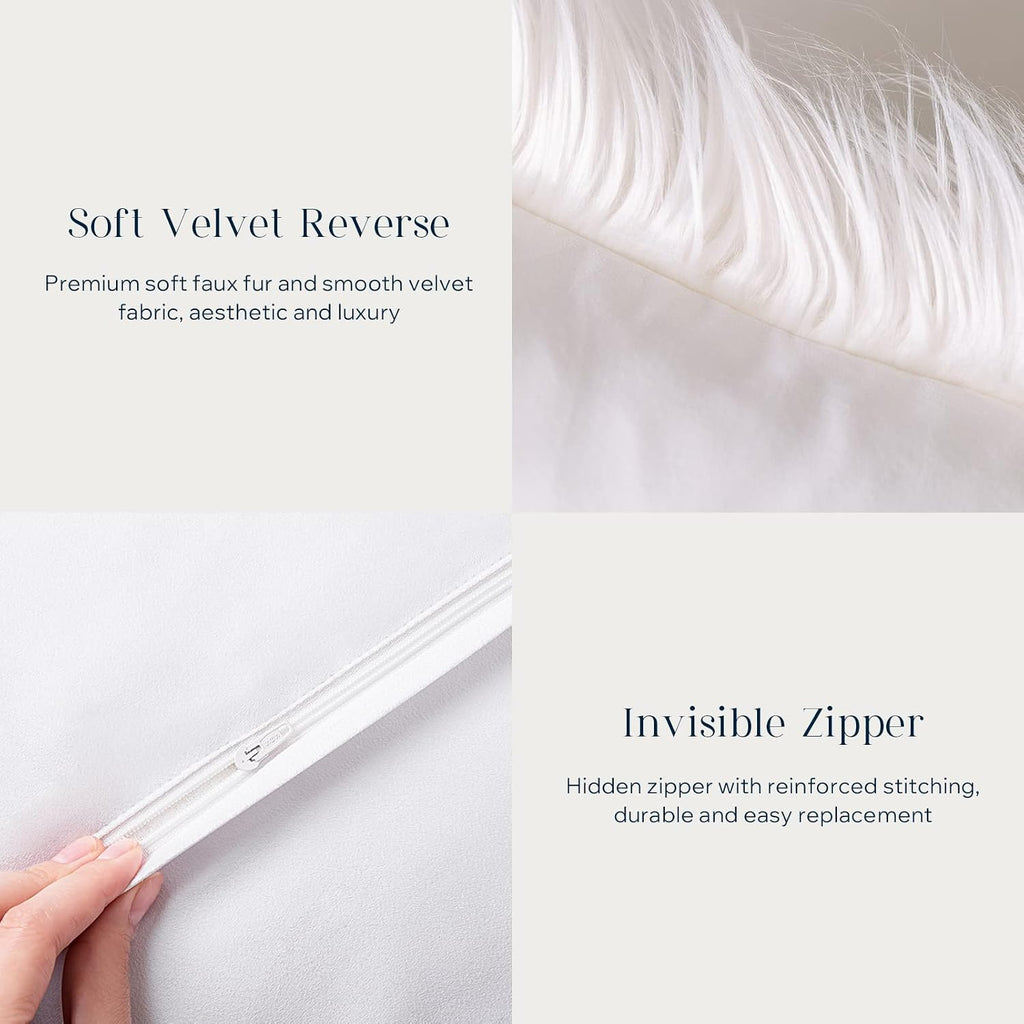 Pack of 2 Faux Fur Solid Throw Decorative Pillow Cover Cushion Covers Luxury Soft Decorative Pillowcase Fuzzy Pillow