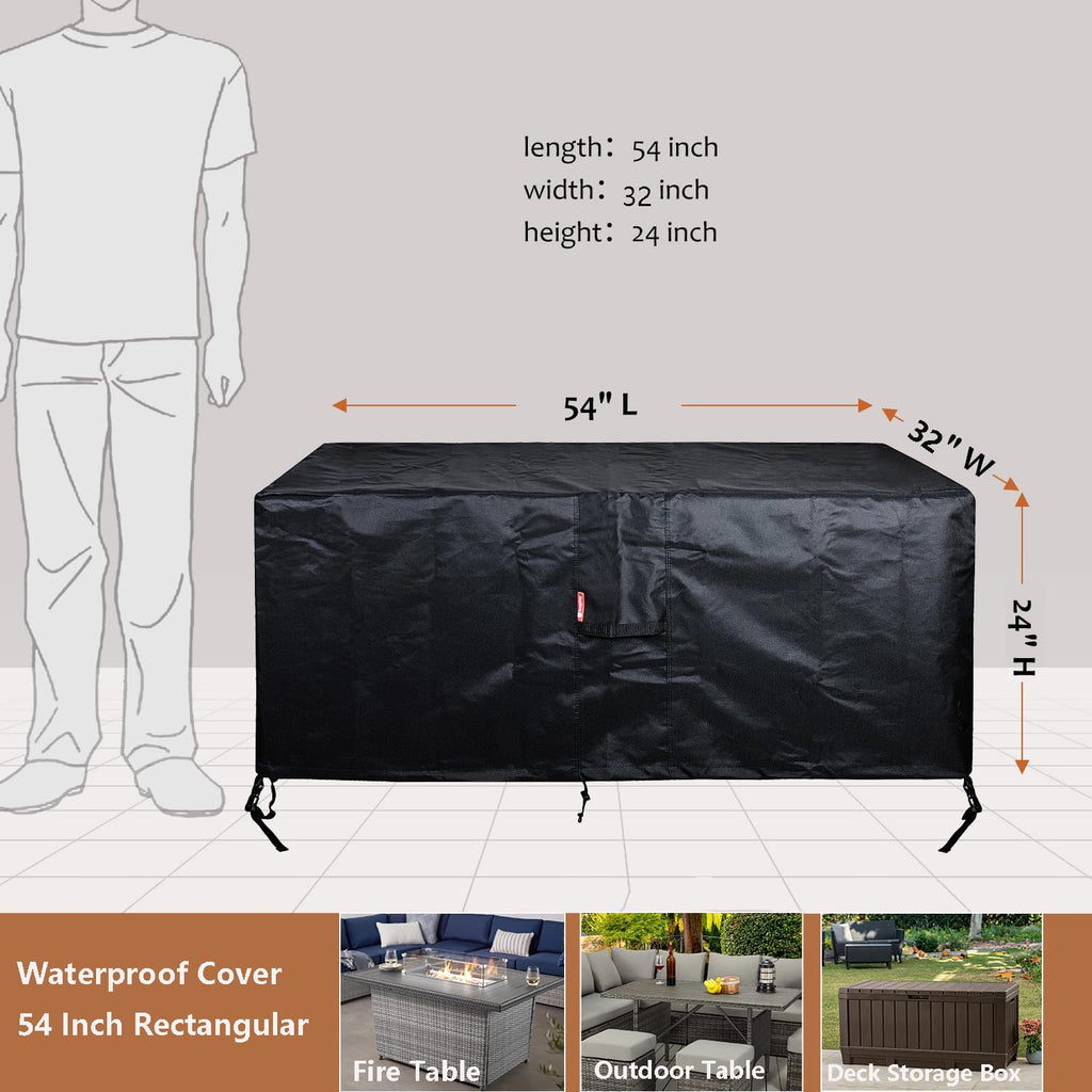 Fire Pit Cover Rectangular 54"L x 34"W x 24"H, Waterproof 600D