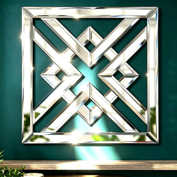 Silver Mirrored Wall Decor 16x16" Decorative Mirror Modern Fashion DIY Wall-Mounted Mirrors X Design Gorgeous Glam