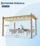 10 x 13 ft Wood-Grain Aluminum Pergola Outdoor Pergola with  - Image 6