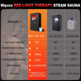 Portable Infrared Sauna Box with Red Light Therapy, 3L Steamer, Upgraded Foldable Chair & Mat